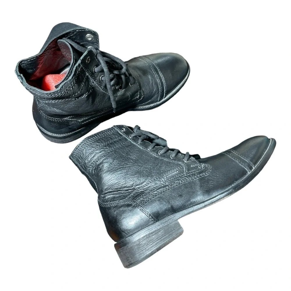 Diesel Leather Lace Up Combat Style Boots Size 43 (US 10) Black Streetwear